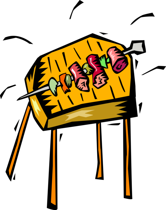 Vector Illustration Of Outdoor Summer Barbeque Or Bbq - Vector Illustration Of Outdoor Summer Barbeque Or Bbq (551x700)