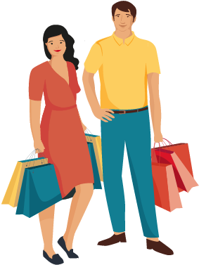 A Couple Holding Shopping Bags And Smiling - A Couple Holding Shopping Bags And Smiling (325x380)