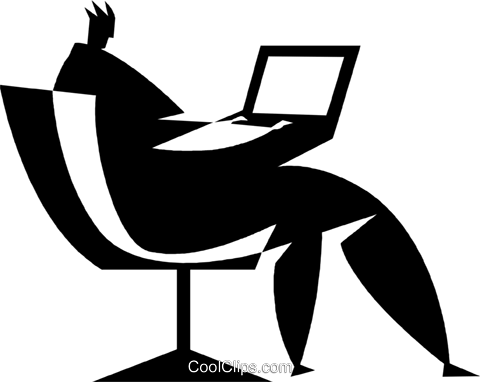 Person Working On A Computer Royalty Free Vector Clip - Person Working On A Computer Royalty Free Vector Clip (480x382)