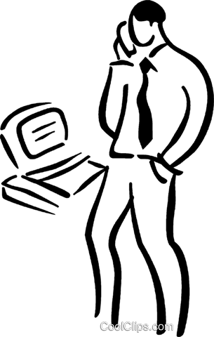 Person On The Phone At Work Royalty Free Vector Clip - Person On The Phone At Work Royalty Free Vector Clip (305x480)