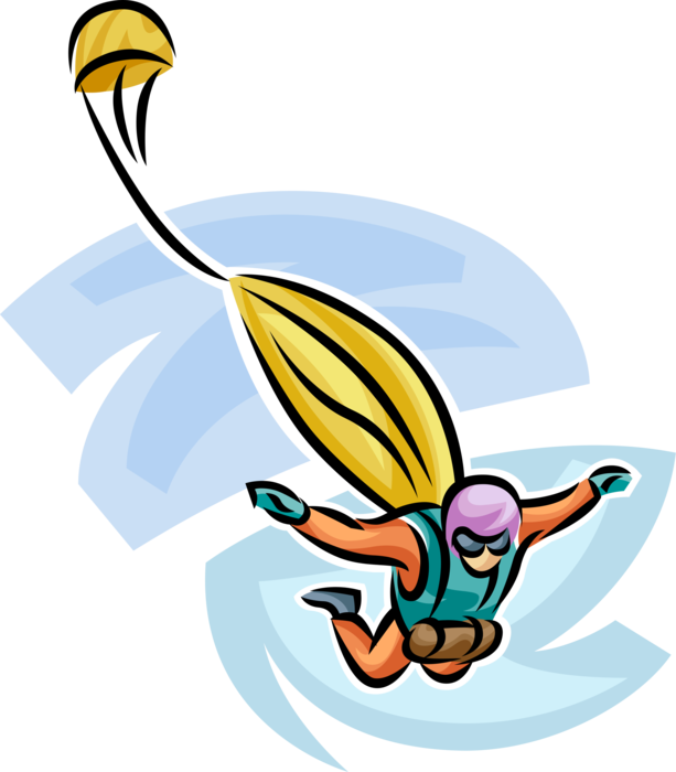 Vector Illustration Of Skydiver Jumps From Plane In - Vector Illustration Of Skydiver Jumps From Plane In (613x700)
