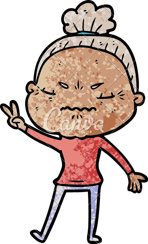Cartoon Annoyed Old Lady - Cartoon Annoyed Old Lady (487x800)