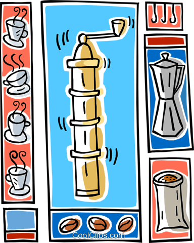 Coffee, Coffee Grinder, Coffee Beans Royalty Free Vector - Coffee, Coffee Grinder, Coffee Beans Royalty Free Vector (384x480)