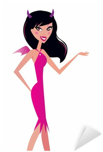 Sexy Black Hair Woman In Pink Devil Costume - Sexy Black Hair Woman In Pink Devil Costume (400x400)