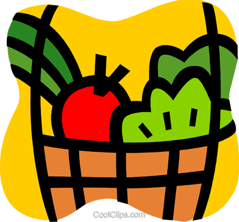 Food Baskets Royalty Free Vector Clip Art Illustration - Food Baskets Royalty Free Vector Clip Art Illustration (480x445)