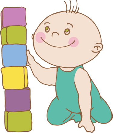 Kid With Coloured Blocks Kids Sticker - Kid With Coloured Blocks Kids Sticker (374x438)