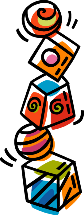 Vector Illustration Of Child's Play Toy Building Blocks - Vector Illustration Of Child's Play Toy Building Blocks (274x700)