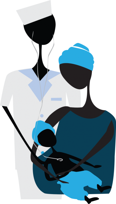 A Health Worker With A Mother And Her Baby - A Health Worker With A Mother And Her Baby (400x700)