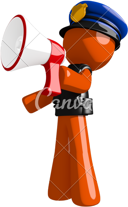 Orange Man Officer Shouting In Bullhorn Photos - Orange Man Officer Shouting In Bullhorn Photos (547x800)