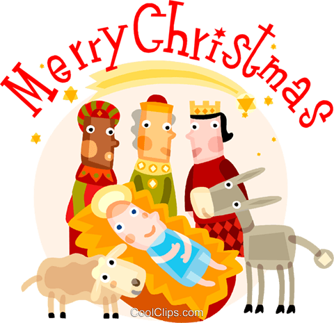 Christmas Scene Royalty Free Vector Clip Art Illustration - Christmas Scene Royalty Free Vector Clip Art Illustration (480x465)