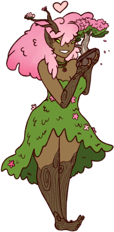 Cherry A Dryad Bonded To A Lil Bonsai Tree So She Can - Cherry A Dryad Bonded To A Lil Bonsai Tree So She Can (400x500)