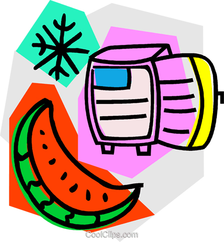 Watermelon With Refrigerator Royalty Free Vector Clip - Watermelon With Refrigerator Royalty Free Vector Clip (446x480)