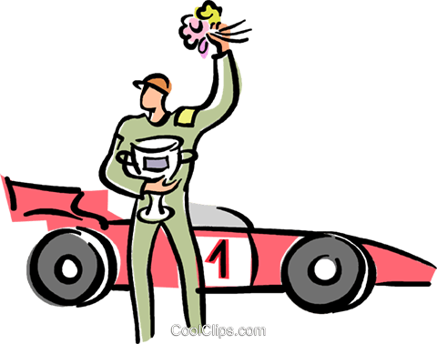Race Car Driver With His Car Royalty Free Vector Clip - Race Car Driver With His Car Royalty Free Vector Clip (480x378)