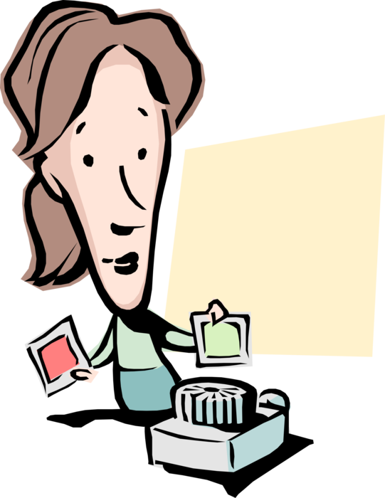 Vector Illustration Of Businesswoman With 35mm Slides - Vector Illustration Of Businesswoman With 35mm Slides (541x700)