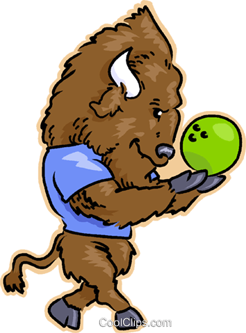 Bison Bowling Royalty Free Vector Clip Art Illustration - Bison Bowling Royalty Free Vector Clip Art Illustration (354x480)
