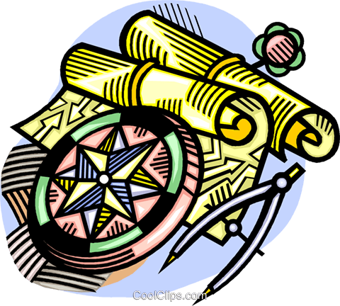 Mariner's Charts And Compass Royalty Free Vector Clip - Mariner's Charts And Compass Royalty Free Vector Clip (480x432)