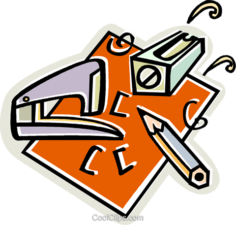 Stapler, Pencil, Pencil Sharpener Royalty Free Vector - Stapler, Pencil, Pencil Sharpener Royalty Free Vector (480x457)