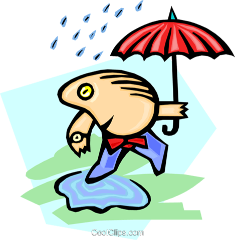 Umbrella Man Walking Through Puddle Royalty Free Vector - Umbrella Man Walking Through Puddle Royalty Free Vector (469x480)