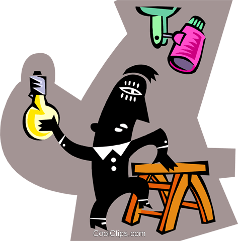 Man Changing Light Bulb Royalty Free Vector Clip Art - Man Changing Light Bulb Royalty Free Vector Clip Art (473x480)