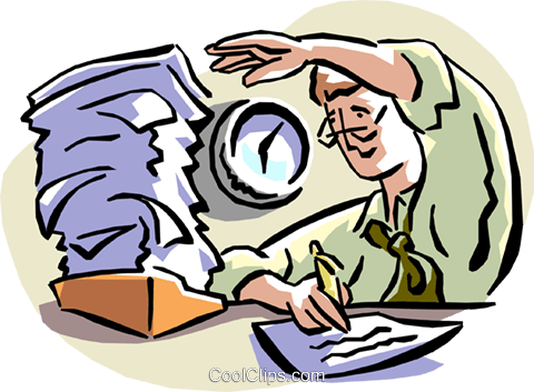 Working Overtime Royalty Free Vector Clip Art Illustration - Working Overtime Royalty Free Vector Clip Art Illustration (480x353)