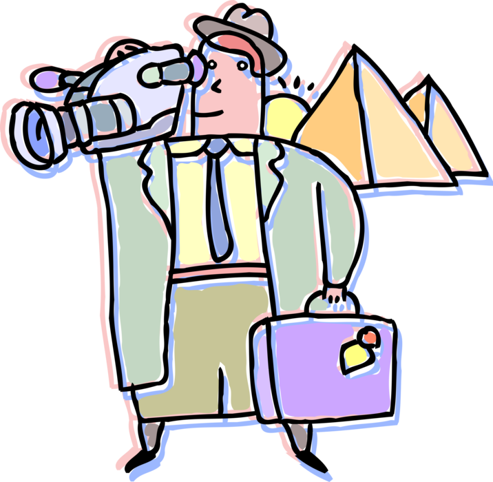 Vector Illustration Of Tourist On Vacation In Egypt - Vector Illustration Of Tourist On Vacation In Egypt (716x700)