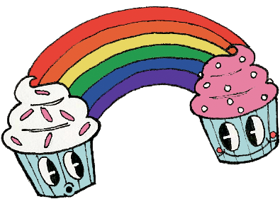 Happie Harmonies Rainbow Cupcakes Sticker - Happie Harmonies Rainbow Cupcakes Sticker (522x354)