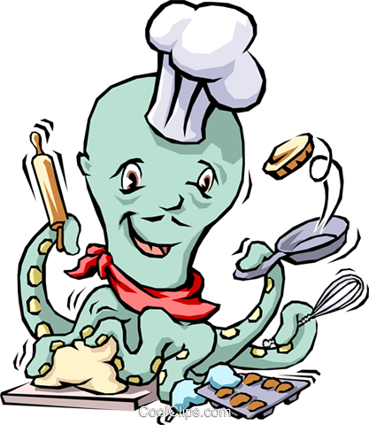 Octopus Chef Royalty Free Vector Clip Art Illustration - Octopus Chef Royalty Free Vector Clip Art Illustration (417x480)