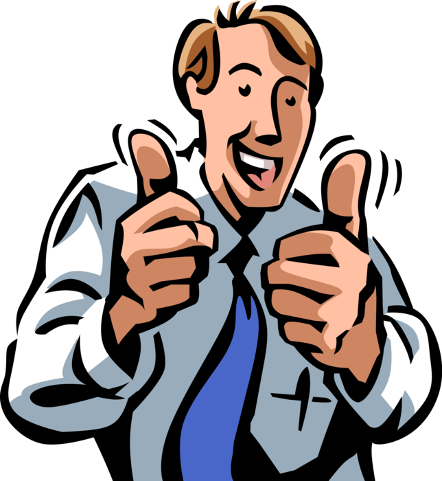 Vector Illustration Of Businessman Gives Two Thumbs - Vector Illustration Of Businessman Gives Two Thumbs (644x700)