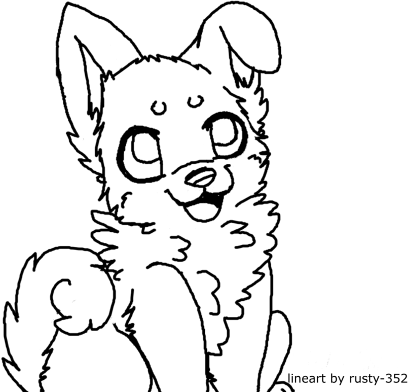 Cute Wolf Puppies Drawings Kitten Outline Clip Art - Cute Wolf Puppies Drawings Kitten Outline Clip Art (894x894)
