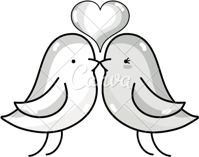 Line Bird Dove Lover With Heart Design - Line Bird Dove Lover With Heart Design (800x800)