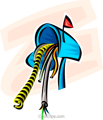 Mailbox With Wires Royalty Free Vector Clip Art Illustration - Mailbox With Wires Royalty Free Vector Clip Art Illustration (414x480)