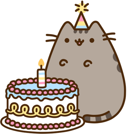 Simple Happy Birthday Cat Wallpaper Sticker Pusheen - Simple Happy Birthday Cat Wallpaper Sticker Pusheen (443x466)