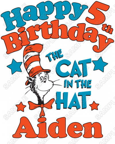 Seuss Cat Hat Birthday Personalized Custom T Shirt - Seuss Cat Hat Birthday Personalized Custom T Shirt (500x500)