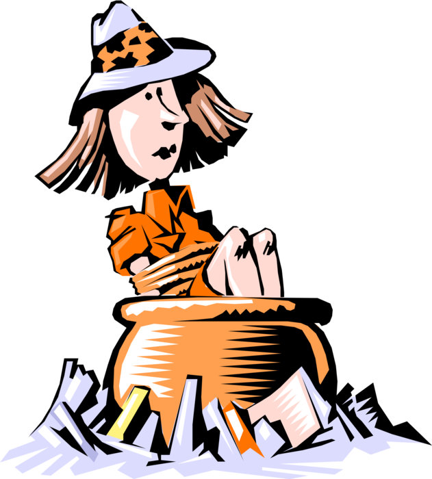 Vector Illustration Of Businesswoman On Safari Caught - Vector Illustration Of Businesswoman On Safari Caught (631x700)