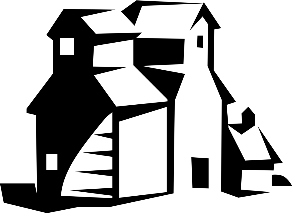 Vector Illustration Of Canadian Prairie Grain Elevators - Vector Illustration Of Canadian Prairie Grain Elevators (961x700)