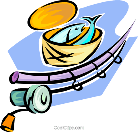 Fishing Rod And Basket Royalty Free Vector Clip Art - Fishing Rod And Basket Royalty Free Vector Clip Art (480x457)