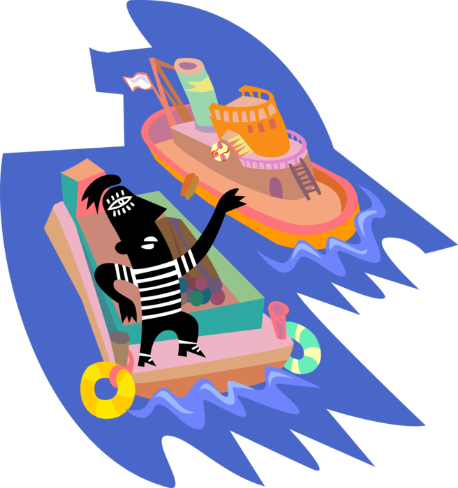 Vector Illustration Of Mississippi Barge And Tugboat - Vector Illustration Of Mississippi Barge And Tugboat (656x700)