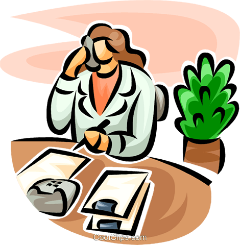 Doctor On The Phone Royalty Free Vector Clip Art - Doctor On The Phone Royalty Free Vector Clip Art (470x480)