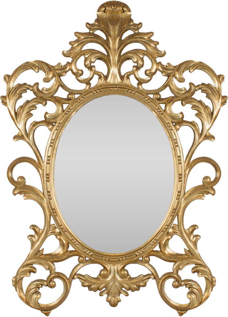 Gold Oval Baroque Mirror Hidden Mill Png Mirror Png - Gold Oval Baroque Mirror Hidden Mill Png Mirror Png (744x1035)