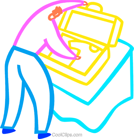 Man Packing His Suitcase Royalty Free Vector Clip Art - Man Packing His Suitcase Royalty Free Vector Clip Art (463x480)