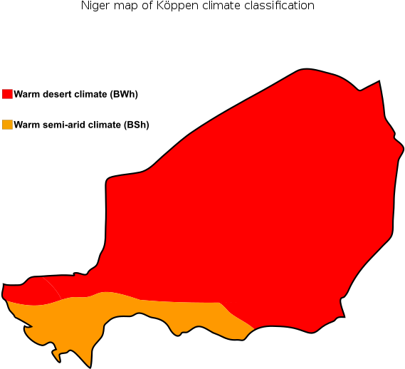 Niger Map Of Köppen Climate Classification - Niger Map Of Köppen Climate Classification (600x600)
