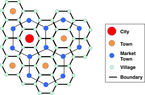 Christaller's Hexagonal Arrangement - Christaller's Hexagonal Arrangement (500x329)