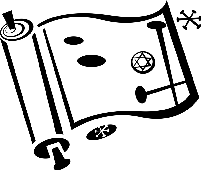 Hebrew Scroll With Star Of David Vector - Hebrew Scroll With Star Of David Vector (830x700)