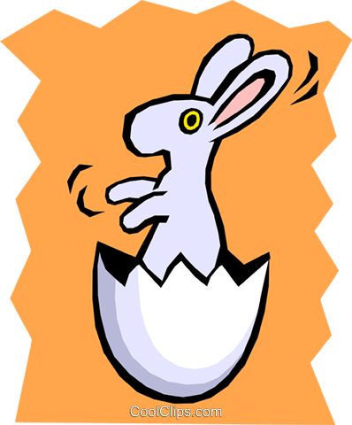 Baby Rabbit In Egg Royalty Free Vector Clip Art Illustration - Baby Rabbit In Egg Royalty Free Vector Clip Art Illustration (398x480)