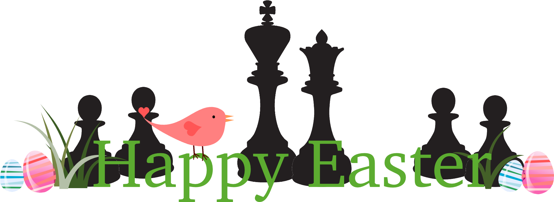 Happy Easter Chess Pieces Clipart - Happy Easter Chess Pieces Clipart (1920x719)