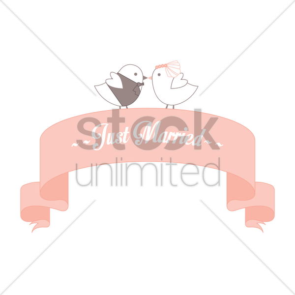 Just Married Banner Vector Graphic - Just Married Banner Vector Graphic (600x600)