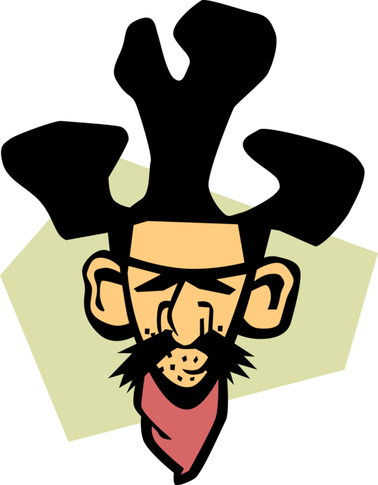 Vector Illustration Of American Old West Bad Man Shady - Vector Illustration Of American Old West Bad Man Shady (545x700)