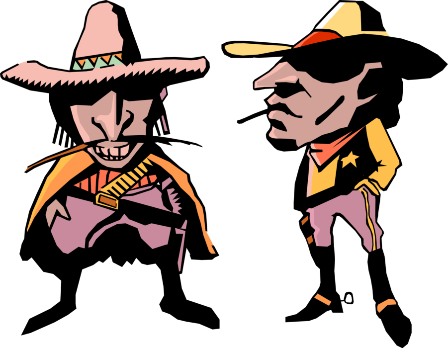 Vector Illustration Of Old West Mexican Bandito Cowboy - Vector Illustration Of Old West Mexican Bandito Cowboy (901x700)