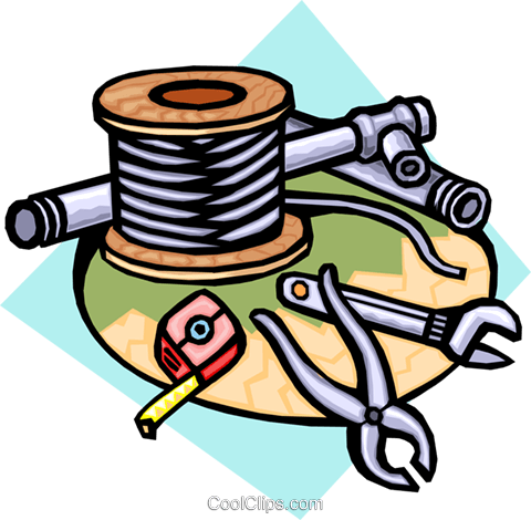 Wire, Pipe, And Tools Royalty Free Vector Clip Art - Wire, Pipe, And Tools Royalty Free Vector Clip Art (480x470)