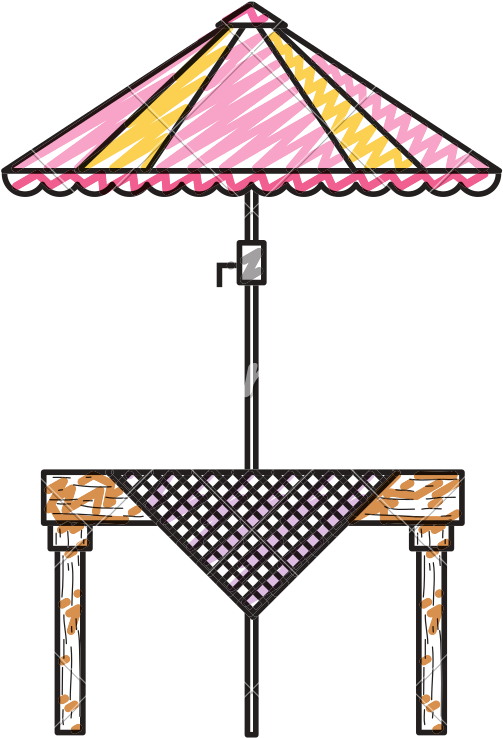 Doodle Wood Dining Table With Umbrella Protection - Doodle Wood Dining Table With Umbrella Protection (800x800)
